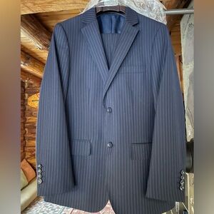 Custom Mantoni Navy Pinstripe Suit.